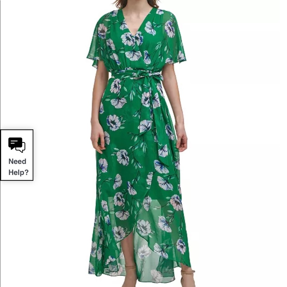 Jessica Howard Floral Split-Sleeve Maxi Wrap Dress